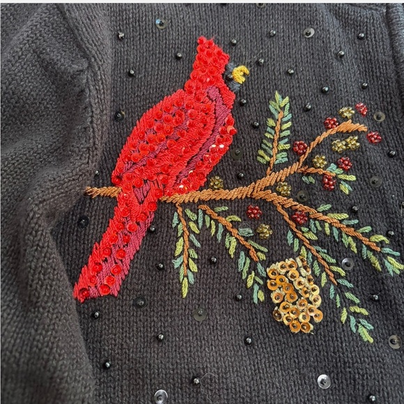 VTG Y2K Holiday Christmas
Cardigan Grandma Sweater Cardinal
Sequins Maximalist - Picture 3 of 7